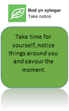 Take time for yourself, notice things around you and savour the moment.