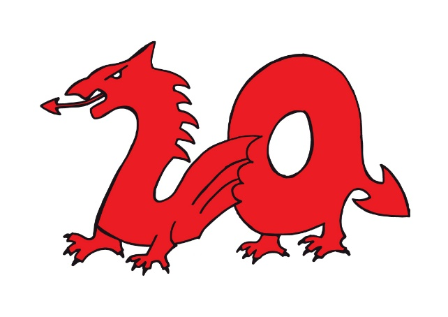 A red dragon with a white background  Description automatically generated